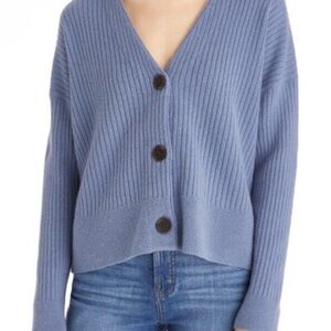 Madewell Blue Ribbed Cardigan Sweater